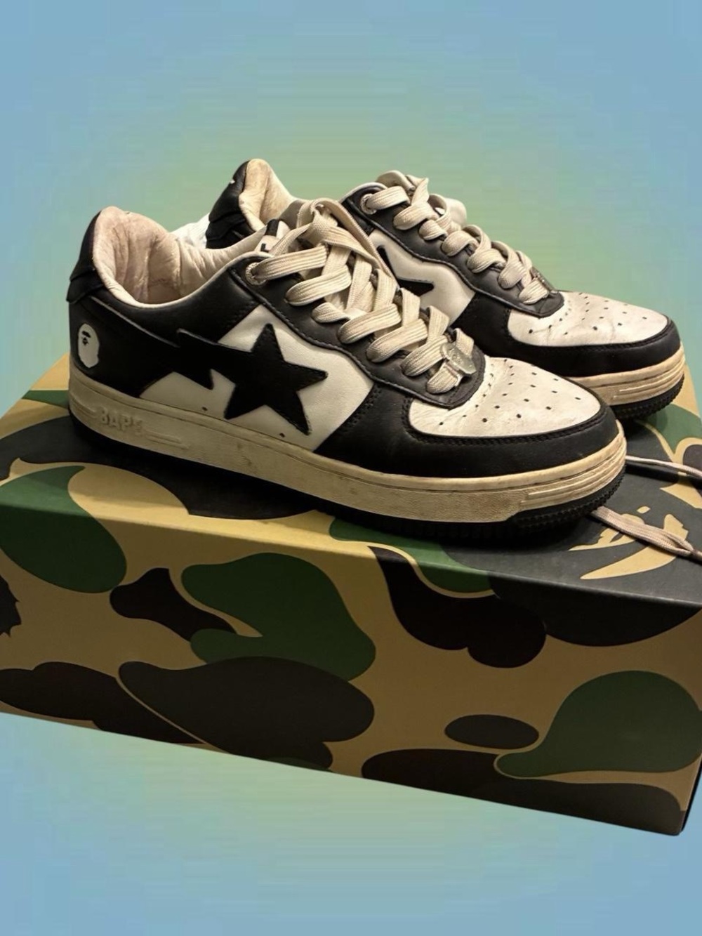 Bape Black & White Star Low-Top Sneakers